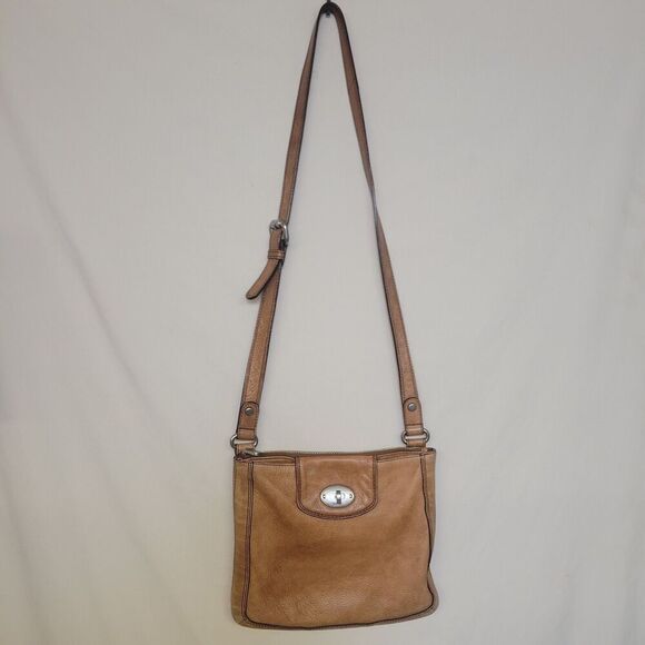 Fossil Handbags - Vintage Fossil Marlow Brown Leather Crossbody Messenger Bag 9x12x2